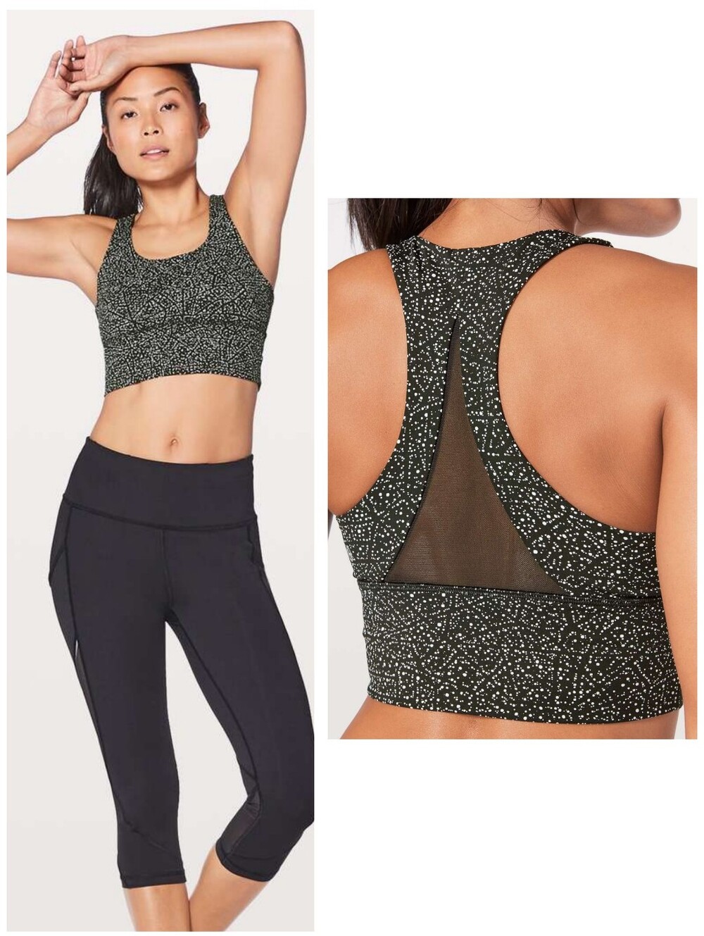 Lululemon Invigorate Bra Long Line Size 4 Night View White Black Mesh Back